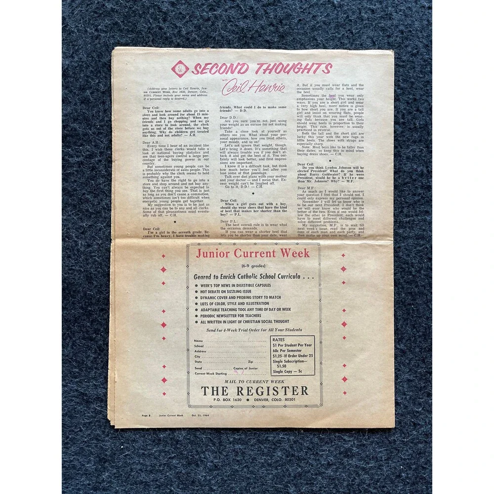 1970s Childrens Cold War Newspaper, Vintage Antique Collectibles, Original Chil